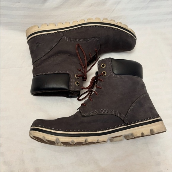 Timberland Leather Combat Waterproof Boots Dark Brown Size 8.5 A1TRL A2519 - Picture 4 of 16